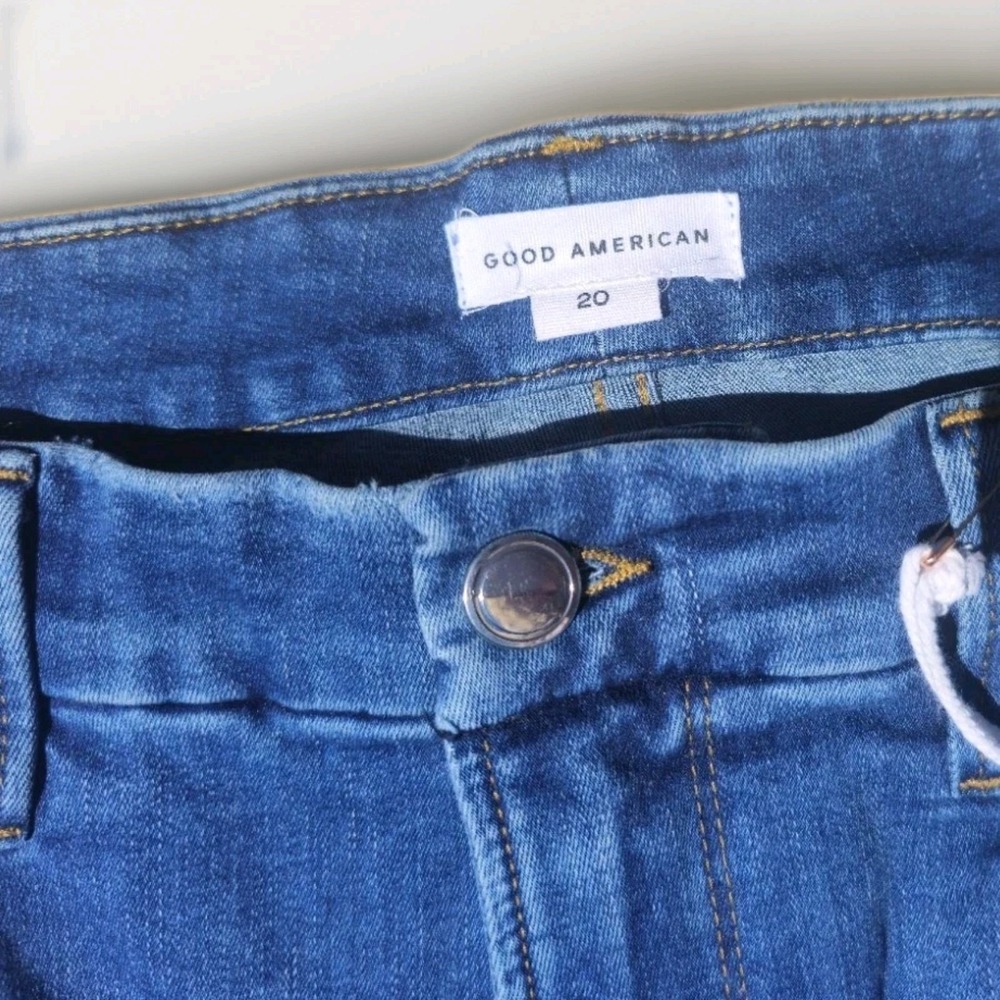 Good American Good Legs Skinny Jeans Size 20 High Rise Blue Raw Hem Stretch Plus - Picture 4 of 9